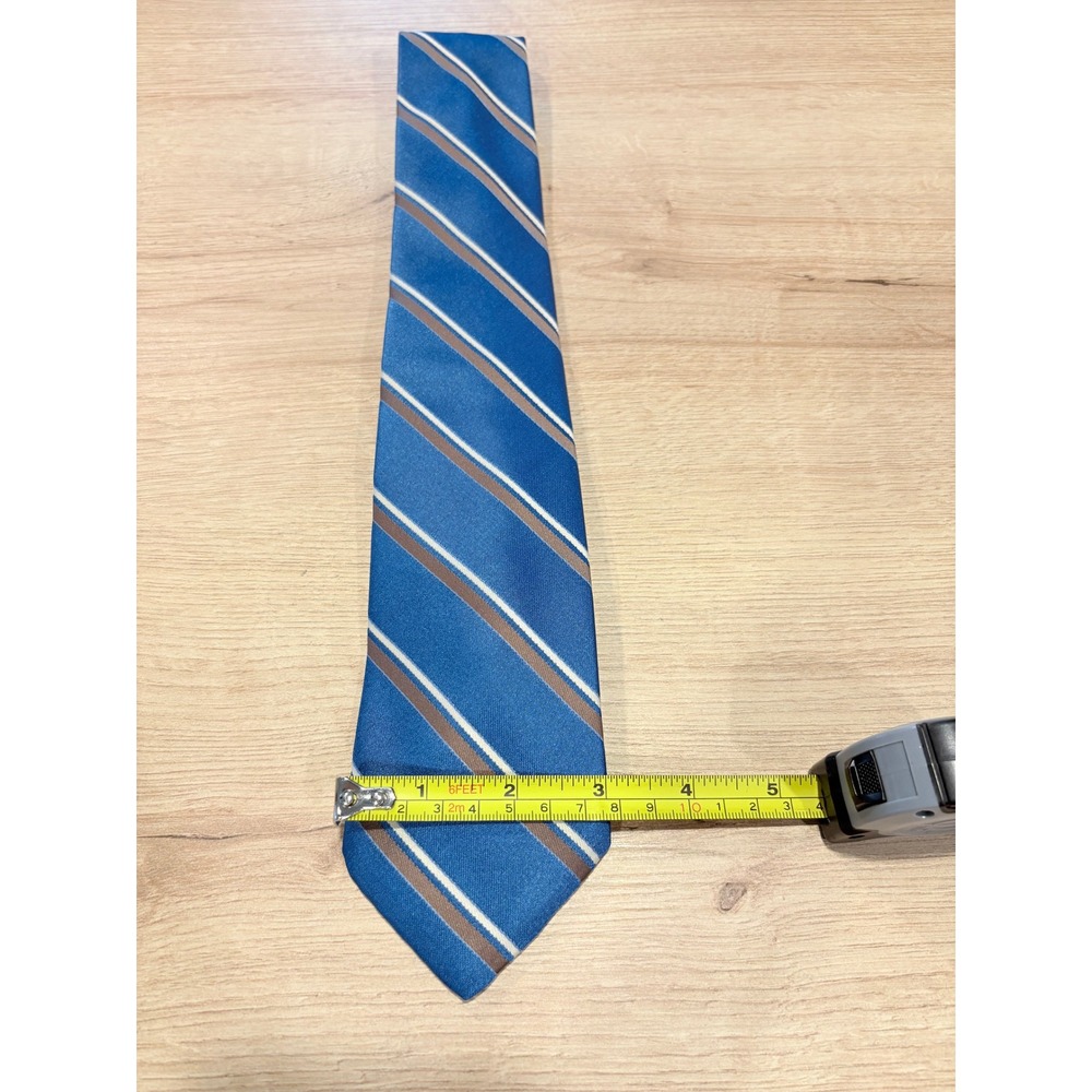 Ketch Blue Brown White Diagonal Stripe Necktie Formal Office Detroit Lion Colors